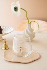 Penguin Figurine Drinking Glass – Clear with Gold Details - Bluerees