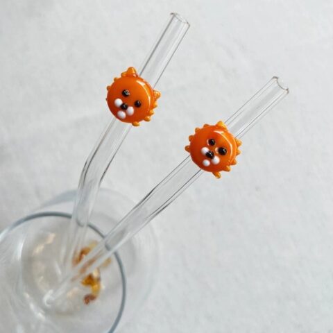 Tiny Lion Figurine Glass Straw Figurines- Bluerees