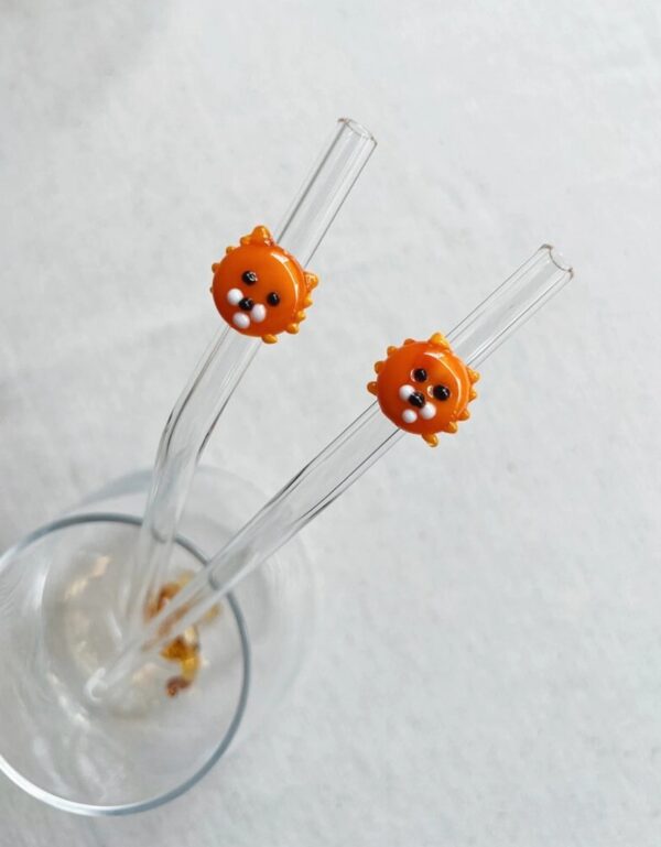 Tiny Lion Figurine Glass Straw Figurines- Bluerees