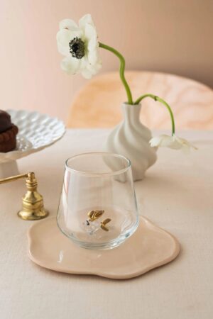Fish Figurine Drinking Glass – Clear with Gold Details - Bluerees