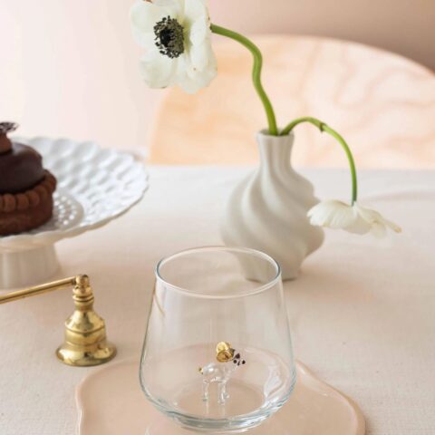 Bambi Figurine Drinking Glass – Clear with Gold Details - Bluerees