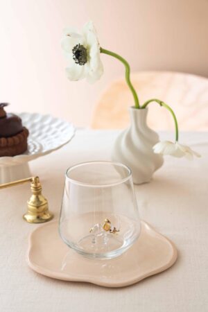 Elephant Figurine Drinking Glass – Clear with Gold Details - Bluerees