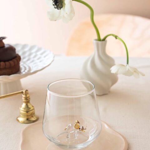 Elephant Figurine Drinking Glass – Clear with Gold Details - Bluerees