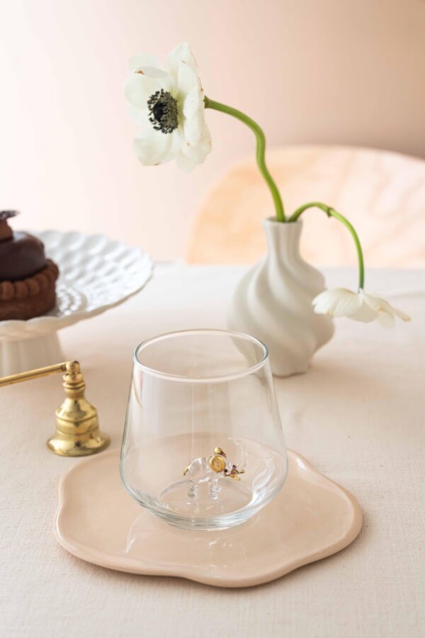 Elephant Figurine Drinking Glass – Clear with Gold Details - Bluerees